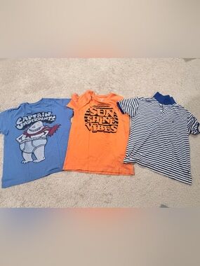 Graphic T-Shirt Trio - Blue, Orange & Navy Stripe